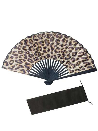 Quạt xếp họa tiết da báo thanh lịch với khung đen - Quạt xếp tre họa tiết da báo, nhẹ và dễ mang theo dành cho nữ, quạt cầm tay, quạt nhẹ, lựa chọn mùa xuân hè, thích hợp cho du lịch mùa hè, bãi biển và sử dụng hàng ngày, thích hợp cho các bữa tiệc disco, khiêu vũ trên bãi biển, đám cưới ngoài trời, du lịch và mặc hàng ngày, thích hợp cho nhiều dịp và lễ kỷ niệm, vật trang trí nhà cửa lý tưởng và món quà sinh nhật tuyệt vời nhất.