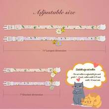 1 chiếc vòng cổ hình hoa cúc dễ thương cho mèo/chó kèm chuông và khóa an toàn, vòng cổ mini thủ công cho thú cưng. - Phối màu - Xem 2