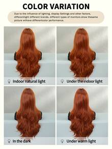  Ginger Wig Long Body Wave Wigs For Women Fluffy Natural Curly Wig With Bangs Fashion Synthetic Heat Resistant Fiber Wigs Girls Cosplay Party Daily Use 28 Inch - Ginger - View 7