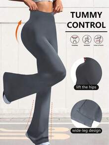 Women's Tight Dance Flared Yoga Sports Pants - 深灰色 - 查看 1