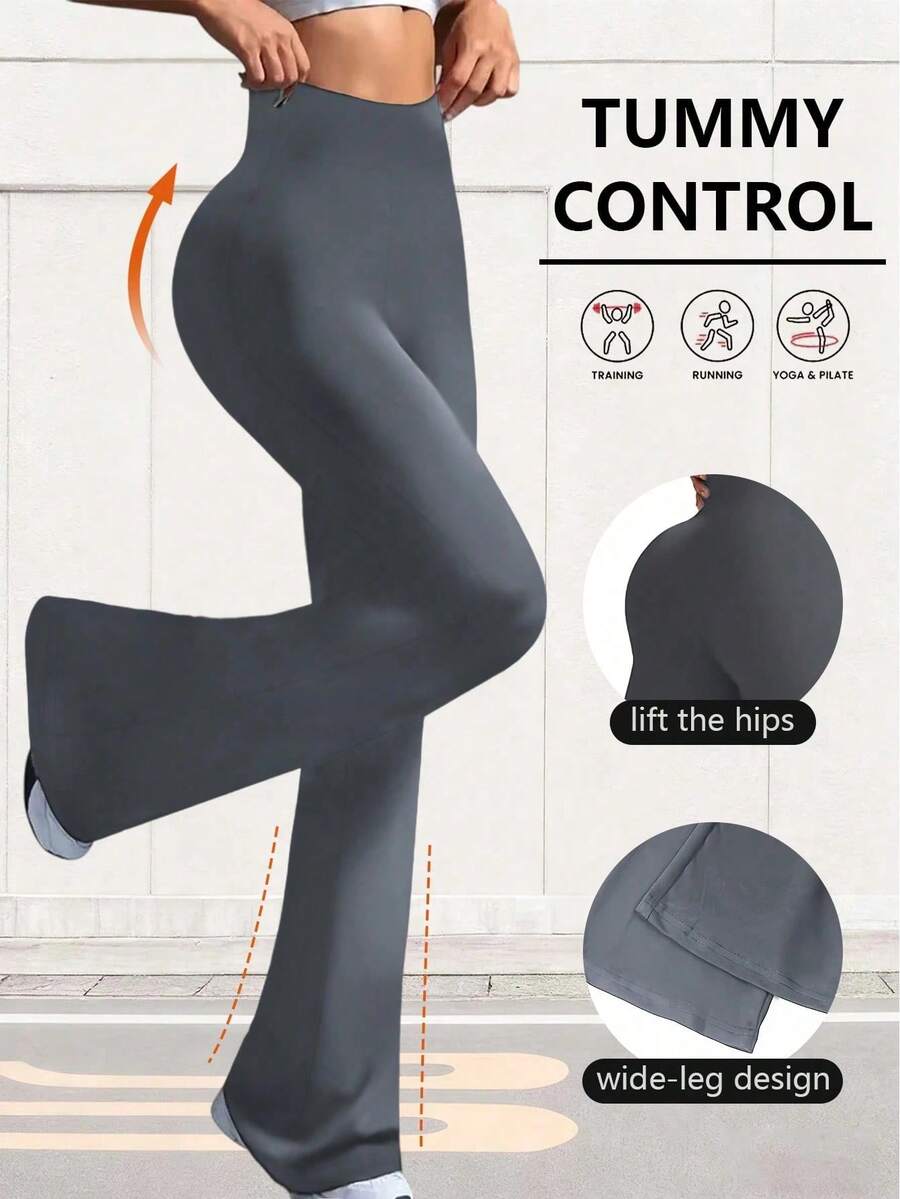 Women's Tight Dance Flared Yoga Sports Pants - 深灰色 - 查看 1
