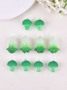 10pcs Mixed Stylish Mini Realistic Cabbage & Cauliflower 3D Resin Pendant, Suitable For Women Earrings, Necklaces, Keychains, DIY Jewelry Accessories - Green - View 5