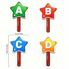 BELLKIDS 2/4张儿童“是/否”ABCD答题卡,星形手持课堂答题卡,PVC互动教学辅助工具,学生答题道具,学习材料,教师用品,教育文具,返校季 - 彩色 - 查看 7