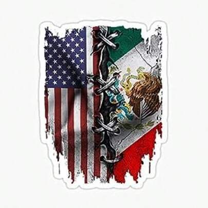 Calcomanía de vinilo con bandera mexicana y americana para coches parachoques camiones camionetas SUV ventana pared barco vasos portátiles o cualquier superficie lisa 6 x 5 pulgadas-109