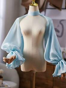 Lengan Palsu Chiffon Panjang untuk Gaun Pengantin Wanita Eropa dan Amerika, Aksesori Serbaguna untuk Gaun Pengantin, Menutupi Lengan Atas - Baby Blue - View 5