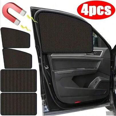4 Tấm Che Nắng Xe Hơi Từ Tính - Siêu mỏng, Chống Tia UV & Cách nhiệt, Tấm che nắng cửa sổ bên hông dạng kéo dài, Chống muỗi, Partia