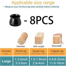 8/20/24pcs Black Chair Leg Floor Protectors, Suitable For Hardwood Floors Furniture Pads, Chair Leg Furniture Sliders, Rectangular Chair Leg Floor Protectors, Silicone Chair Leg Covers, Effectively Protect Floors And Table Legs - Round - View 19