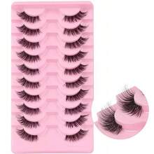 10 Pairs Transparent Short Soft 3D Faux Mink Lashes With Cat Eye Effect (JA2505) - Black - View 4
