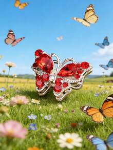 1/2/5/8/12/24/50颗装时尚水钻蝴蝶DIY配件，适用于手工珠宝、吊坠、项链、耳环、钥匙扣、手机链，是送给家人、情侣、朋友的装饰礼物。 - 彩色 - 查看 8