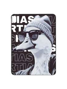 鸭子图案单件装酷炫哑光黑扁平保护壳，复古鸭子插画，戴着时尚眼镜/针织帽，街头风幽默设计，柔软TPU防刮材质，兼容iPad，时尚达人的绝佳礼物 - 黑色 - 查看 30