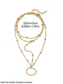1pc Fashion Multi-Layer Mesh Tassel Beaded Toe Ring Anklet, Vacation Accessory, Wedding Party Daily Accessory Holiday Gift (Avoid Contact With Water) - Gold - View 9