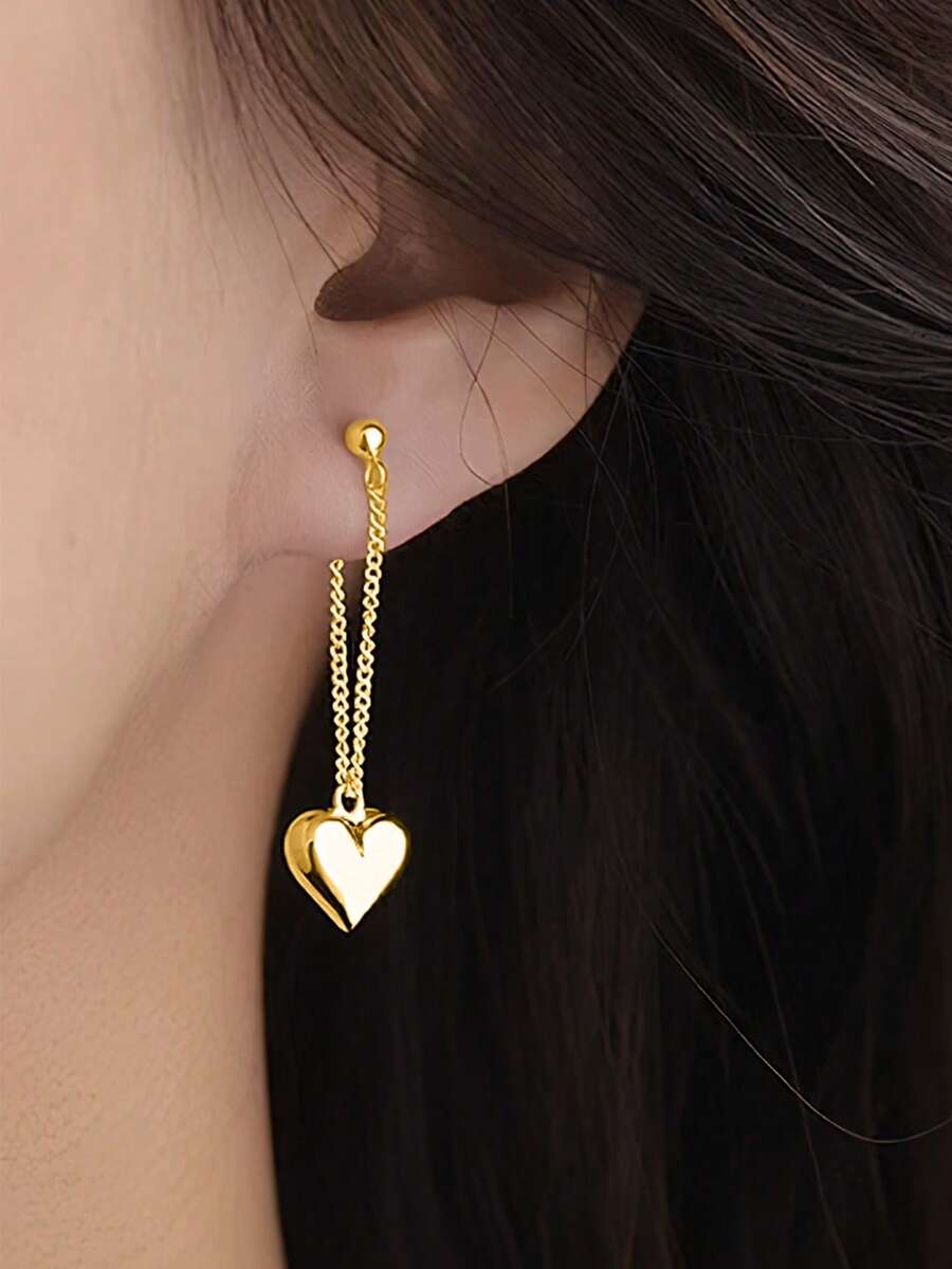 925 Sterling Silver Heart Shaped Earrings, Hypoallergenic Jewelry Gift, Heart Earrings