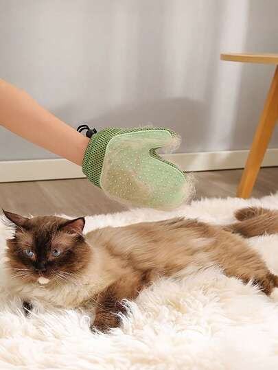 Double-Sided Pet Deshedding Glove - Multifunctional - For Cats & Dogs - Removes Hair From Clothes - Easy To Clean Tool - Random Color - Pet Grooming Tool