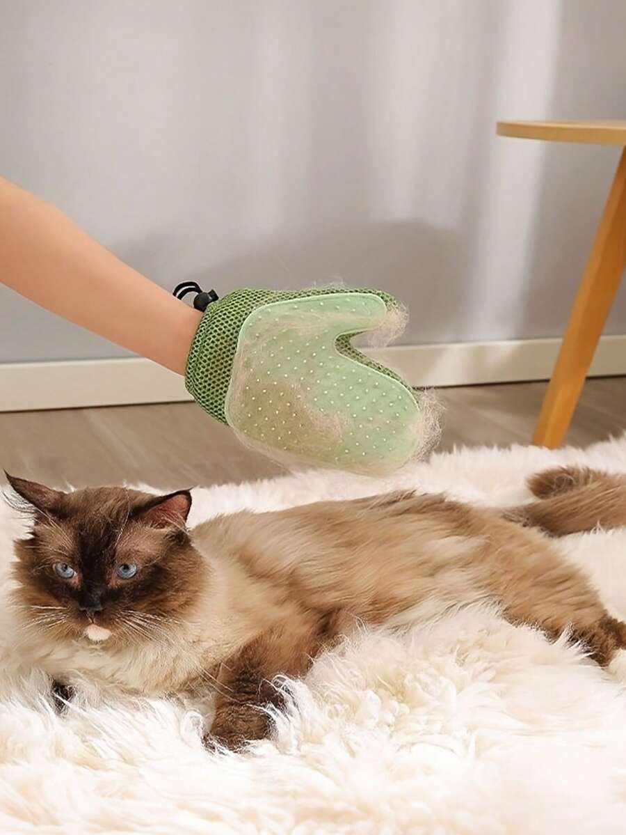 Double-Sided Pet Deshedding Glove - Multifunctional - For Cats & Dogs - Removes Hair From Clothes - Easy To Clean Tool - Random Color - Pet Grooming Tool
