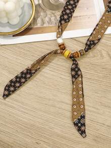 1 pieza Pañuelo de seda pequeño con estampado bohemio y cuentas - Accesorio multiusos para el cuello, coordinación de atuendos diarios/de trabajo/de fiesta, playa, vacaciones - Multicolor - Ver 4