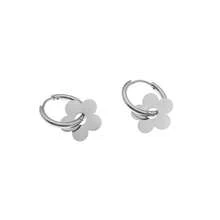 Cute Floral Huggie Earrings, Gold & Silver Tone, Dainty Daily & Office Wear Jewelry For Sweet Style - Màu thép - Xem 6