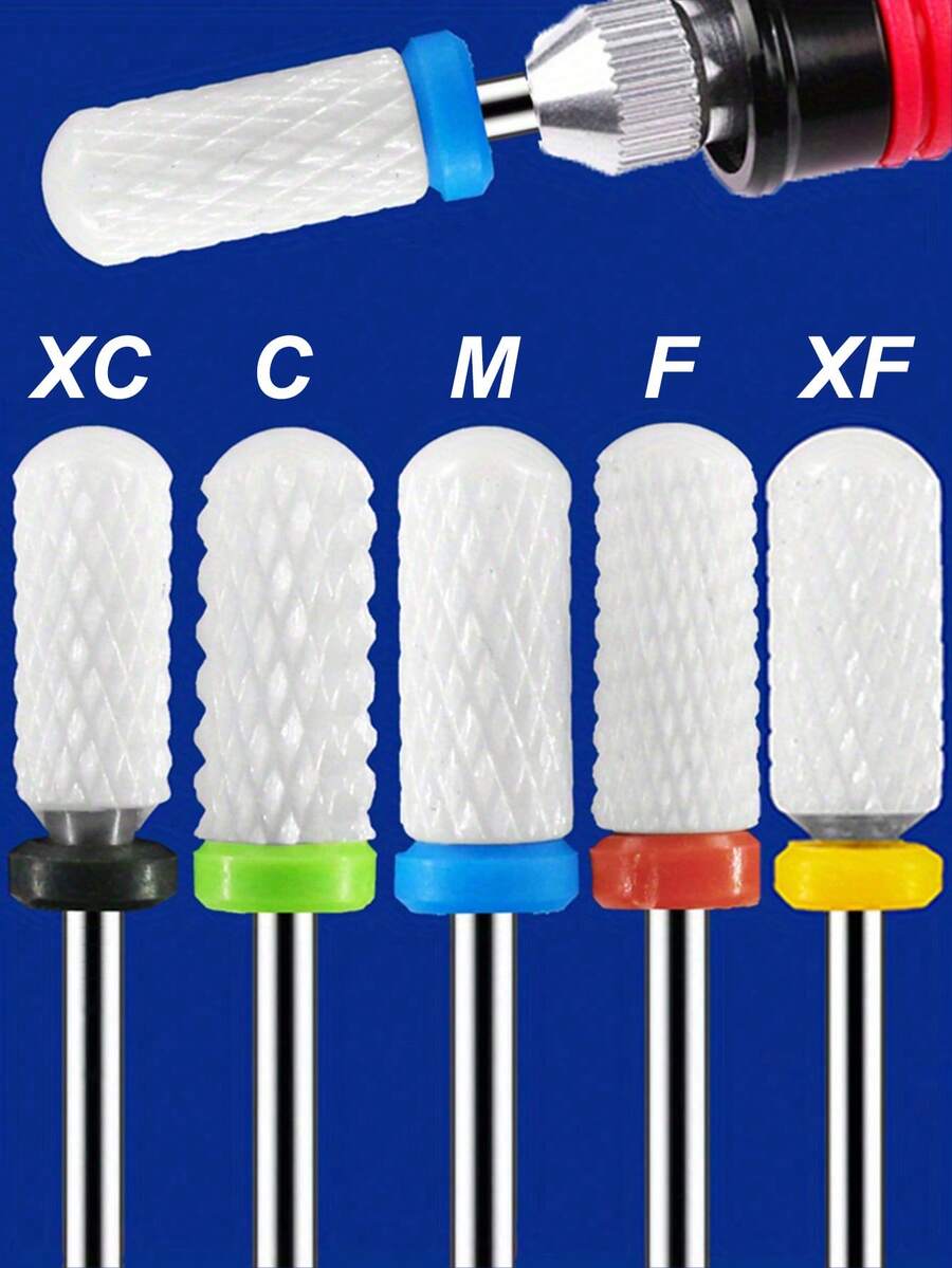1/2/4/5PCS Professional Ceramic Tungsten Nail Drill Bit Milling Cutter For Manicure Pedicure Nail Files Buffer Nail Art Equipment Accessory Tools - Multicolor - View 1