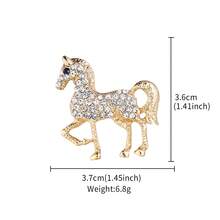 1pc Vintage Gold-Plated 3D Horse Brooch, Luxury Fully Studded Transparent Crystal Stallion Lapel Pin With Black Diamond Horse Eye, Symbolizing Good Fortune And Success, Suitable For Suit Jackets, Equestrian Enthusiasts, Father's Day Gift - Horse - View 4