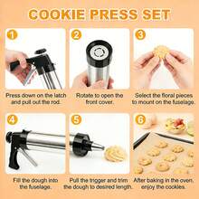 2026 Stainless Steel Cookie Press Gun Kit With 13 Discs & 8 Icing Tips – Easy DIY Cookie Maker For Christmas&Holiday, Baking & Cake Decorating - View 5