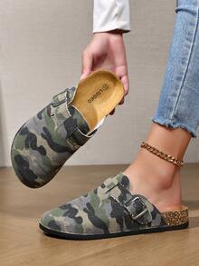 Unisex Slip-On Soft Wood Clogs, Casual Office Wear Closed-Toe Sandals, Suitable For All Seasons - Army Green - View 7