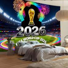 Arazzo decorativo per i Mondiali di calcio, Arazzo per i Mondiali di calcio 2023 | Tappezzeria in poliestere da appendere alla parete, ideale per camera da letto, soggiorno, cucina e ufficio, perfetto per compleanni, Natale, Festa del papà e varie feste, arazzo da appendere per stanze sportive, decorazione per stanze di tifosi, arte murale per interni, opera d'arte a tema calcio, arte murale per uffici. - z1 - Visualizzare 4