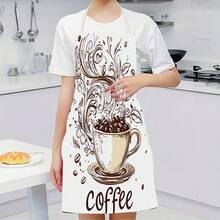 1pc Coffee Pattern Kitchen Apron, Suitable For Kitchen, Living Room, Dining Room, Hotel, Outdoor BBQ And Other Scenarios, Made Of 100% Polyester, Machine Washable - Multicolor - View 7