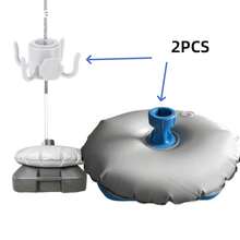 2个沙滩伞挂钩+户外伞座。坚固耐用的沙滩伞沙锚，4爪塑料伞钩，适用于悬挂毛巾/帽子/衣服/相机/太阳镜/包袋，适合沙滩和露营旅行，防风稳定，便携式沙滩配件。 - 彩色 - 查看 14