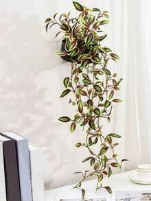 1 pieza Planta artificial para colgar en la pared, flor falsa, hoja de ceja, vid para decoración del hogar - Rosa - Ver 3