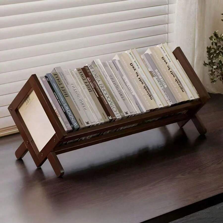 Minimalist Charm Bamboo Desktop Bookshelf - Assembled Storage Rack, Perfect For Home Office Decor, Sturdy Natural Material, Ideal For Storing Books And Supplies, Practical Shelving - Multicolor - View 1