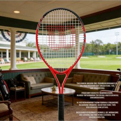 25 Inch Lightweight Pre-Strung Junior Tennis Racket, Red Black Stylish Durable Frame, Shock Absorption Design For Kids Beginner Training & Outdoor Recreational Play