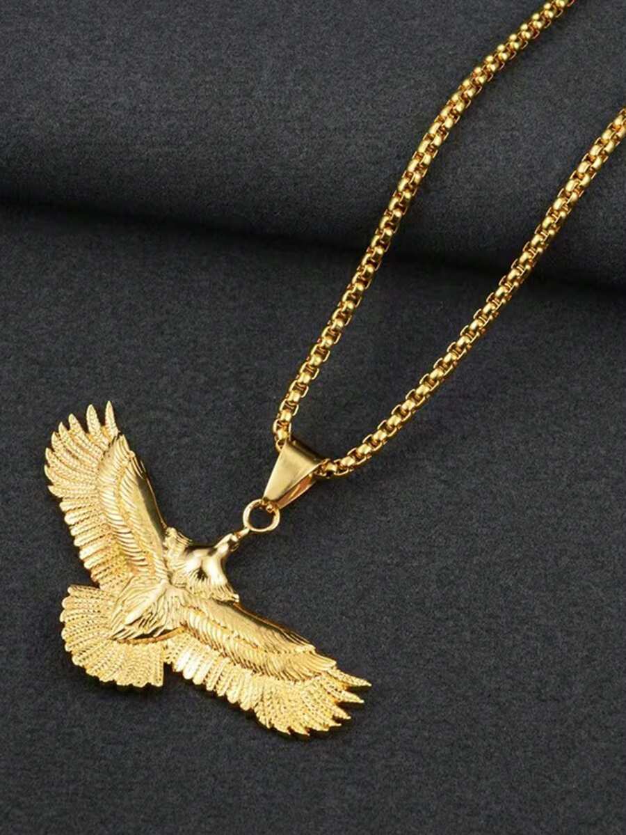 1 chiếc mặt dây chuyền hình đại bàng bằng thép không gỉ mạ vàng 18K, trang sức phong cách punk retro dành cho nam giới. - Vàng - Xem 1