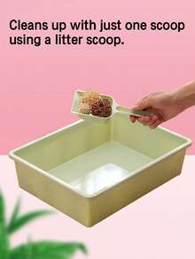 Rectangular Semi-Enclosed Splash-Proof Cat Litter Box With Scoop, Suitable For Cats And Kittens. Self-Cleaning Plastic Cat Litter Box, Compact Litter Box Fits Small Corners. Easy To Clean, Portable, Reusable. Ideal For Everyday Indoor Use. - One Open-top Square Litter Box (with Litter Scoop) - View 11