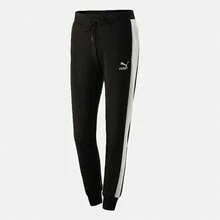 Pantalones deportivos de punto PUMA Iconic T7 para mujer con logotipo bordado, bloques de color y corte jogger de estilo retro. - Negro - Ver 4