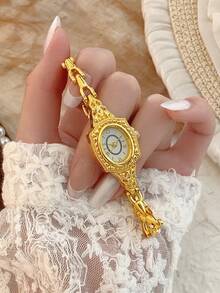 1pc Elegant Fashionable Luxury Women's Bracelet Watch, Thin Square Minimalist Quartz Watch, Suitable For Daily Wear, Birthday Gift - Gold - View 2