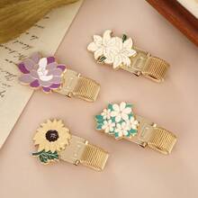 1pc Floral Metal Pen Clip, Vintage Elegant Multicolor Minimalist Metal Spring Pen Clip, Suitable For Notebooks, Teachers, Students, And Office Supplies - A - View 2