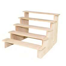 Giá đỡ trưng bày bằng gỗ dạng bậc thang dùng để trưng bày hộp quà bí ẩn, tượng nhỏ và đồ sưu tầm trên bàn làm việc. - Màu gỗ - Xem 16