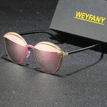 WEYFANY 时尚男士太阳镜，猫眼纯色复古金属偏光太阳镜，TAC材质轻盈舒适，优雅复古简约百搭时尚镜框，适合驾驶、户外活动、旅行、派对、摄影、休闲、海滩、音乐节、徒步、度假、高尔夫、远足等场合。 - 彩色 - 查看 8