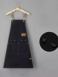 SikeSike 1pc Canvas Waterproof Apron With Pockets, Suitable For Cafes, Restaurants, Milk Tea Shops, Flower Shops, Coffee Roasteries And Other Occasions. Women's Waterproof Bib Overall Workwear - Multicolor - View 6