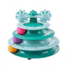 4-Tier Cat Turntable With Feather Teaser, Self-Entertainment Puzzle Toy, Pet Supplies - Mint Green - View 2