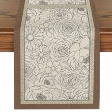 1/4/5/6/7pcs Floral Art Pattern Decor Set, Microwave Dust Cover, Protective Cover, Home Decor Set, Living Room Decor Set, Bedroom Decor Set, Dining Room Decor Set, Linen-Like Material, Multiple Sizes Available, Dining Room Decor, Dining Table Decor, Tablecloth, Fireplace Mantel Scarf, Placemats, Trivets, Home Decor - White - View 18