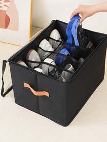 12-Compartment Large Capacity Shoe Box With Visible Lid , Dust-Proof Storage Box For Shoes, Clothes And Accessories, Solid Color Home Storage Box - View 5