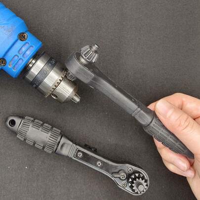 二合一钻夹头扳手，黑色棘轮扳手，两端均为双用途扳手