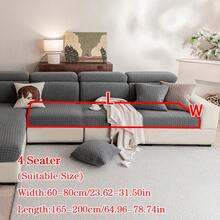 1件装毛绒提花防滑沙发座垫套，柔软亲肤，防宠物抓挠，弹性设计，适用于L型沙发和1/2/3/4座沙发，四季皆宜（单独出售） - 深灰色 - 查看 16