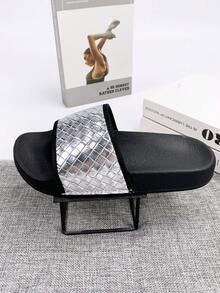 2026新款时尚鞋履，男女通用夏季鞋，男士拖鞋，凉鞋，家居鞋，沙滩鞋，木屐，男女款人字拖，女士凉鞋，拖鞋，家居鞋，黑色凉鞋，银色鞋 - 銀色 - 查看 5