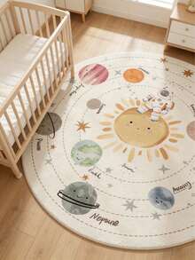 1pc Astronaut Solar System Round Floor Mat, Cute Decorative Rug ...