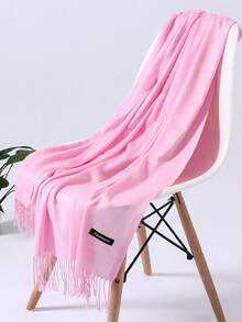 1pc Outdoor Classic Solid Color Shawl Unisex Thin Scarf, For Air-Conditioned Rooms, Extra Large Size Scarf, Warm For Autumn/Winter - Red - View 7