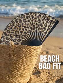 Elegant Leopard Print Folding Fan With Black Frame For Disco Party Beach Dancing Outdoor Weddings Travel Lightweight And Portable Rave Handheld Fan Suitable For All Occasions And Celebrations For All People Household Items Best Birthday Gift - Multicolor - View 6