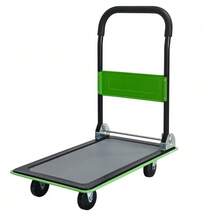 Flatbed Trolley, Platform Hand Truck With 150kg Load Capacity, 360-Degree Swivel Wheels, Foldable Trolley For Loading And Storage, Warehouse Yellow - 綠色 - 查看 11