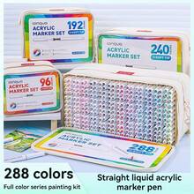 Bộ 207 bút dạ acrylic màu, đầu mềm, dung lượng lớn, nhiều màu, chống thấm nước, thích hợp vẽ graffiti trên giấy, đá, vải bố, gỗ, thủy tinh, gốm sứ và vải, bút khô nhanh, dụng cụ mỹ thuật. - Bộ - Xem 10