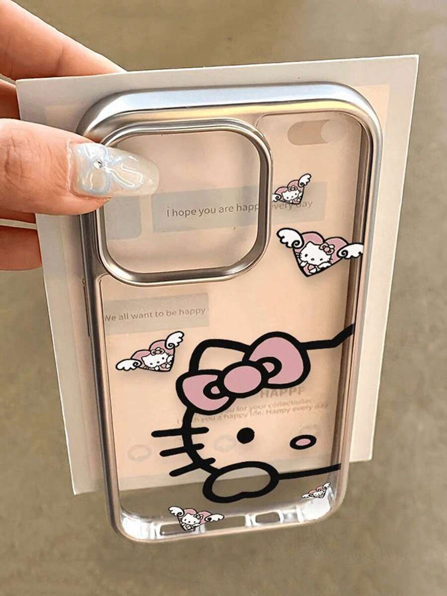 SANRIO Ốp lưng điện thoại bằng silicon mềm mại, hình hoạt hình dễ thương, tương thích với iPhone 17 Pro Max/16/15/14/13/12/11 - Bạc - Xem 1